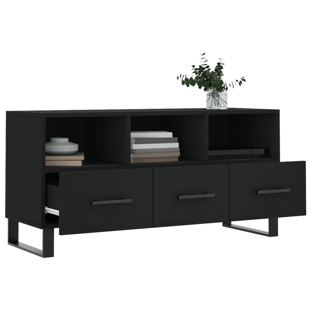 vidaXL Meuble TV Noir 102x36x50 cm Bois d'ingénierie