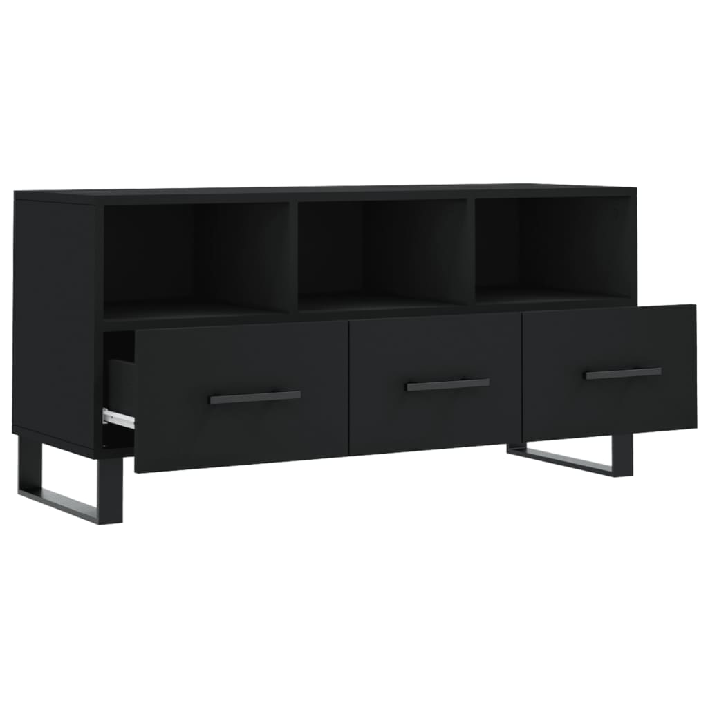 vidaXL Meuble TV Noir 102x36x50 cm Bois d'ingénierie