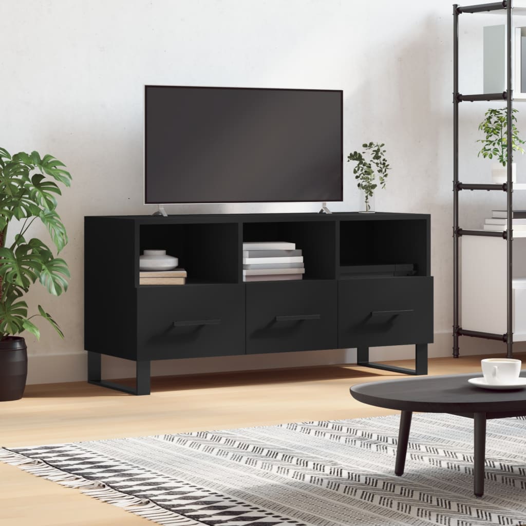 vidaXL Meuble TV Noir 102x36x50 cm Bois d'ingénierie