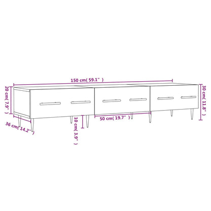 vidaXL Meuble TV chêne fumé 150x36x30 cm bois d'ingénierie