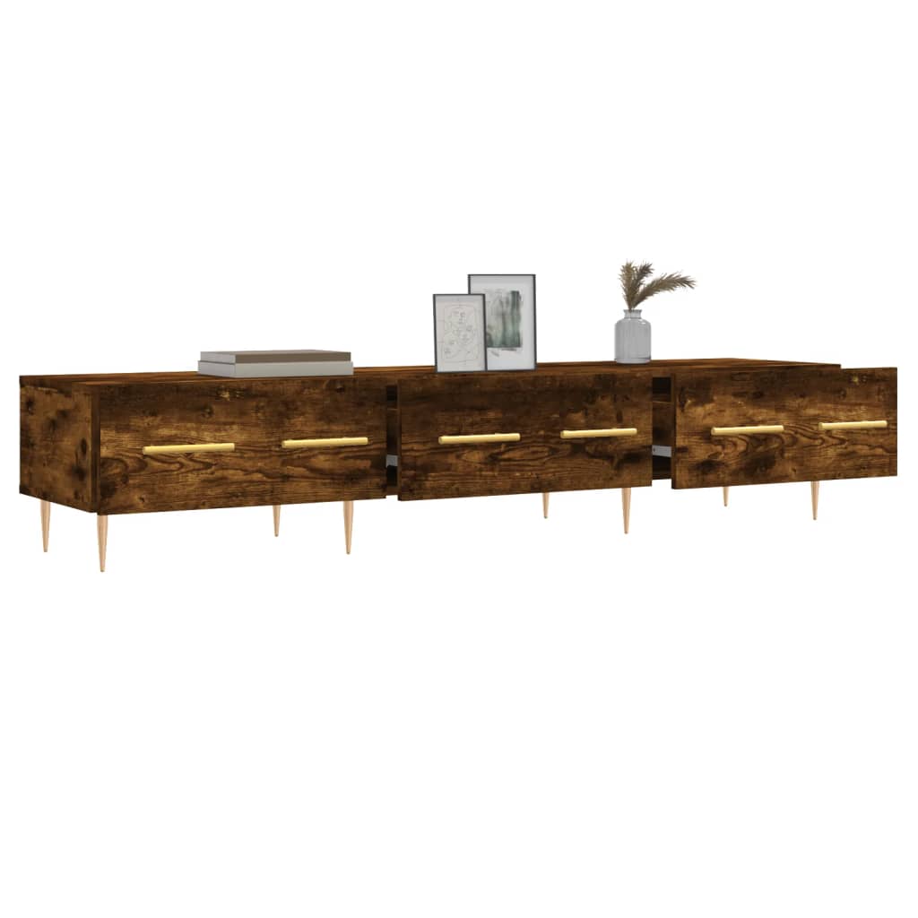 vidaXL Meuble TV chêne fumé 150x36x30 cm bois d'ingénierie