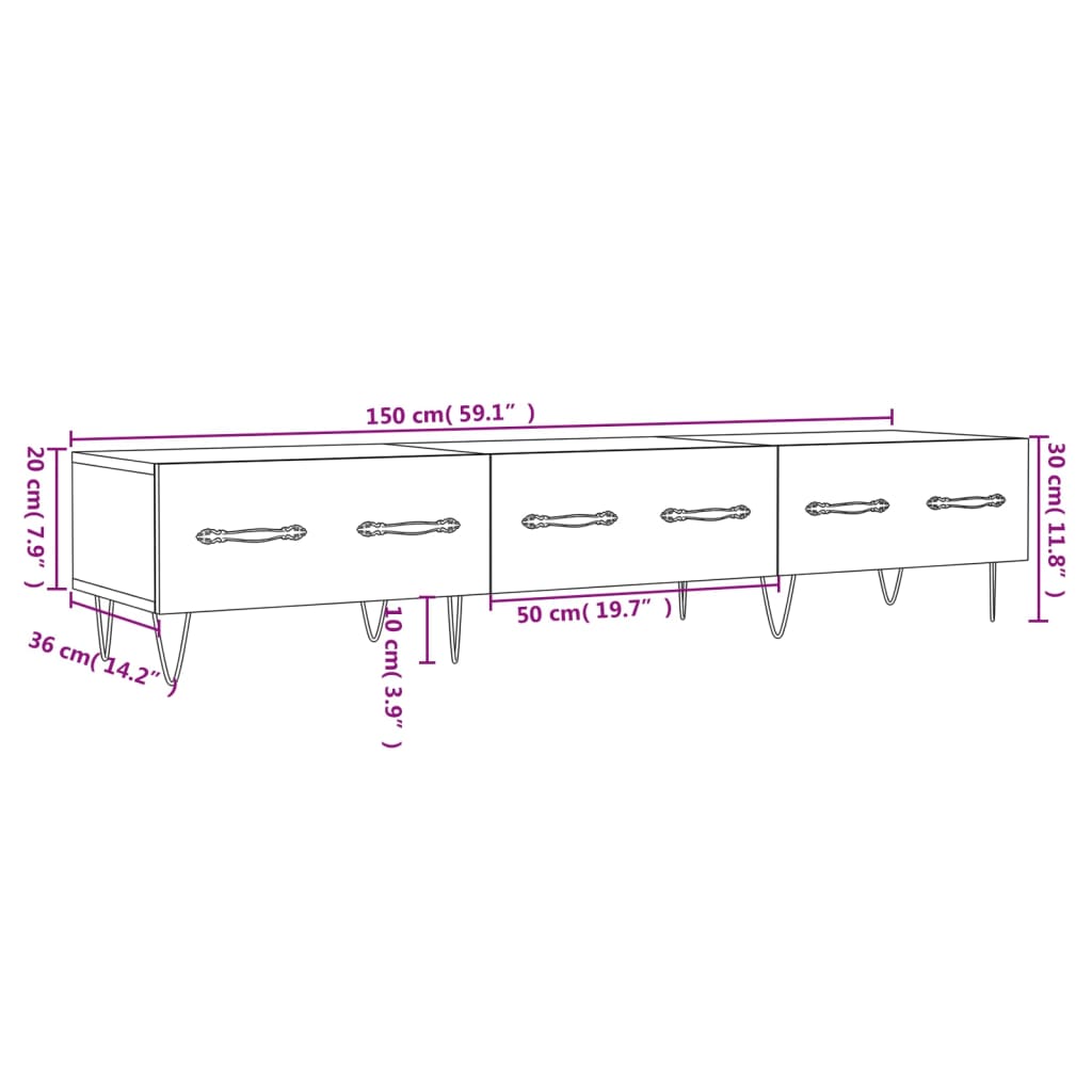 vidaXL TV-Schrank Räuchereiche 150x36x30 cm Holzwerkstoff