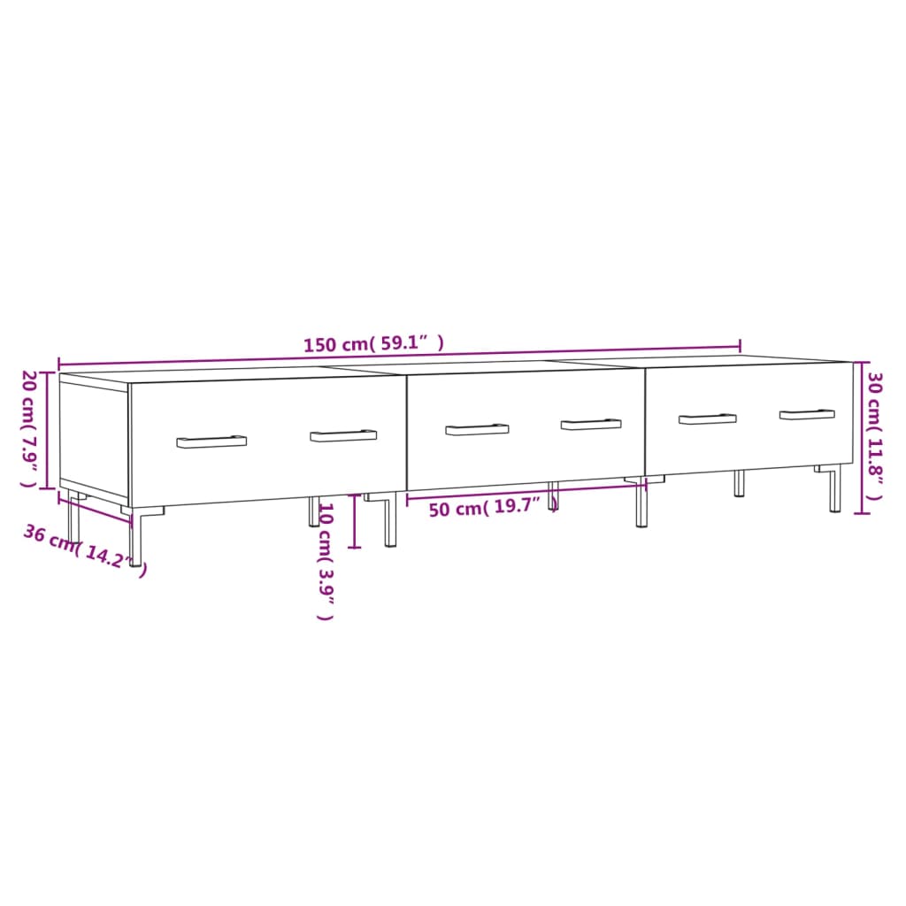 vidaXL TV-Schrank Schwarz 150x36x30 cm Holzwerkstoff