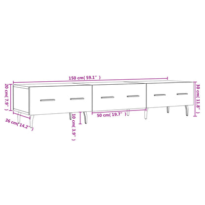 vidaXL TV-Schrank Hochglanz-Weiß 150x36x30 cm Holzwerkstoff