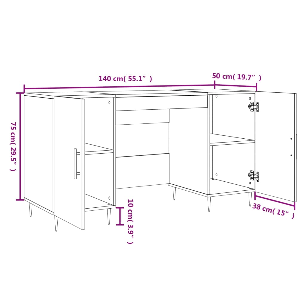 vidaXL Schreibtisch Weiß 140x50x75 cm Holzwerkstoff