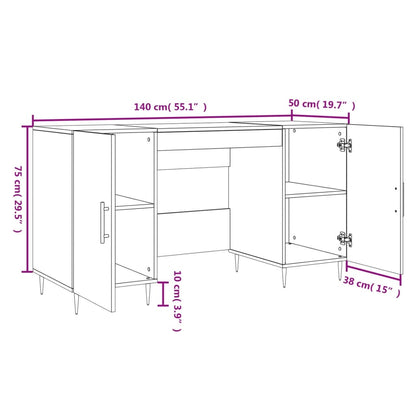 vidaXL Schreibtisch Räuchereiche 140x50x75 cm Holzwerkstoff