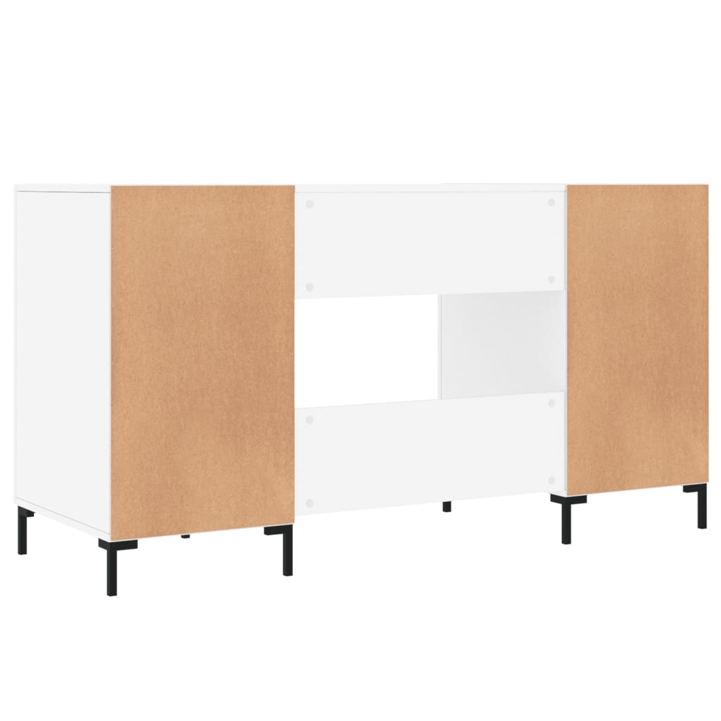 vidaXL Bureau blanc brillant 140x50x75 cm en bois d'ingénierie