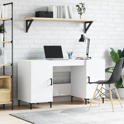 vidaXL Bureau blanc brillant 140x50x75 cm en bois d'ingénierie