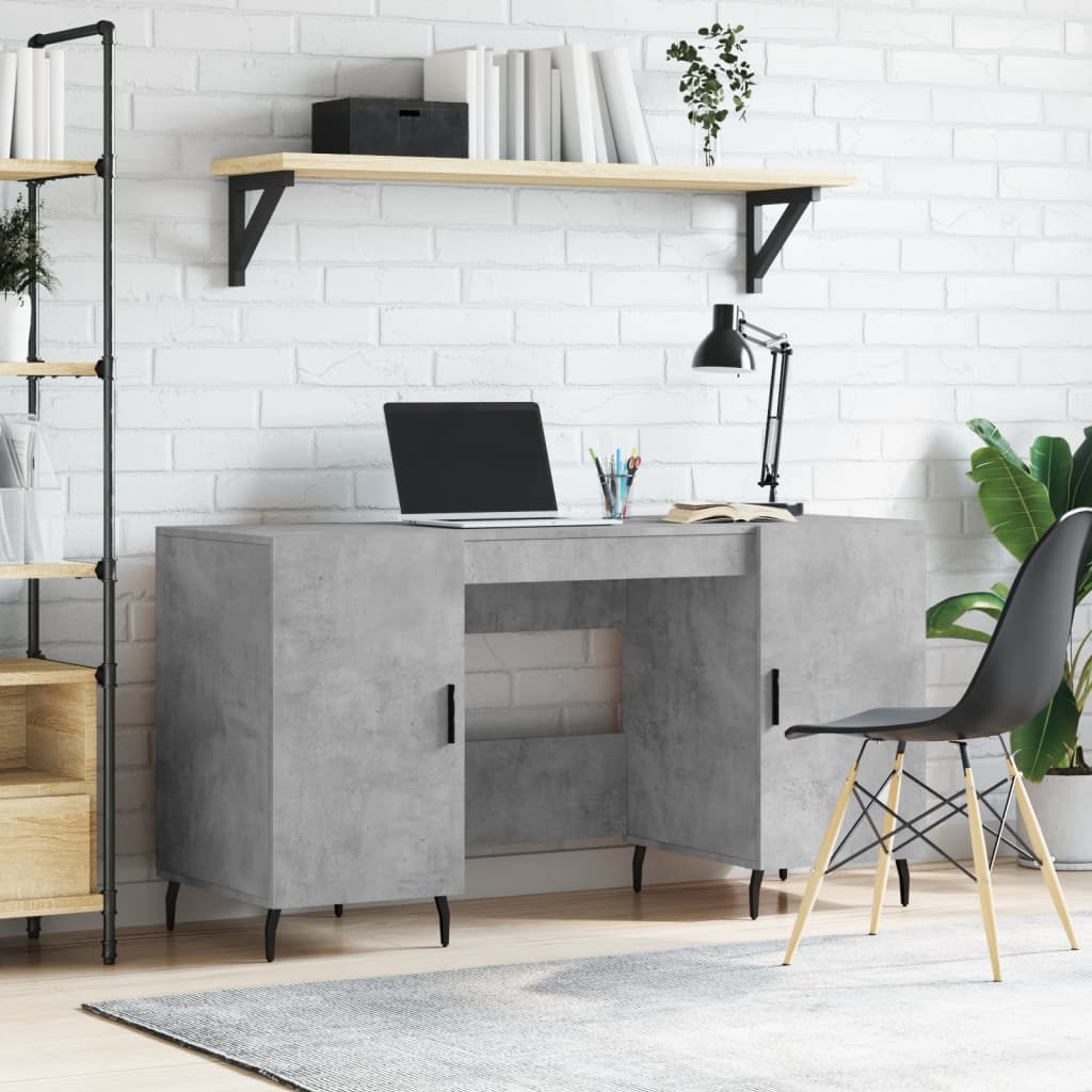 vidaXL Bureau gris béton 140x50x75 cm Aggloméré