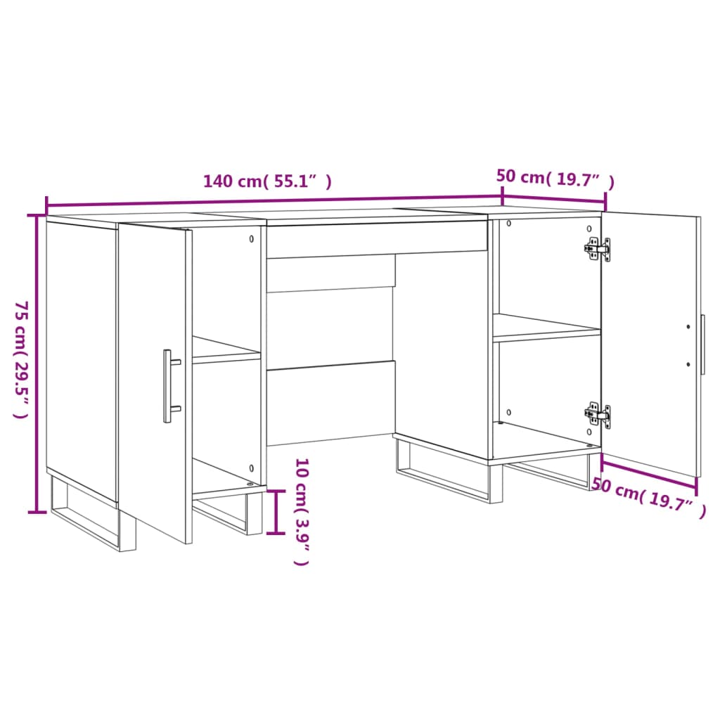 vidaXL Schreibtisch Sonoma-Eiche 140x50x75 cm Holzwerkstoff