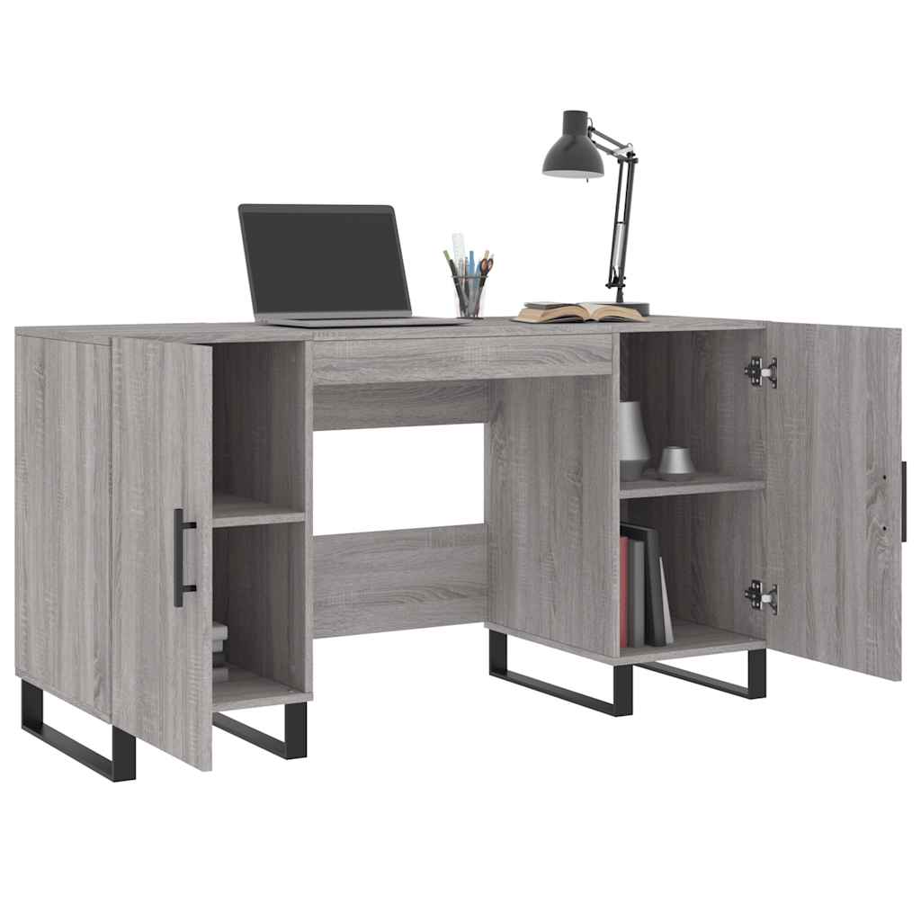 vidaXL Schreibtisch Grau Sonoma 140x50x75 cm Holzwerkstoff
