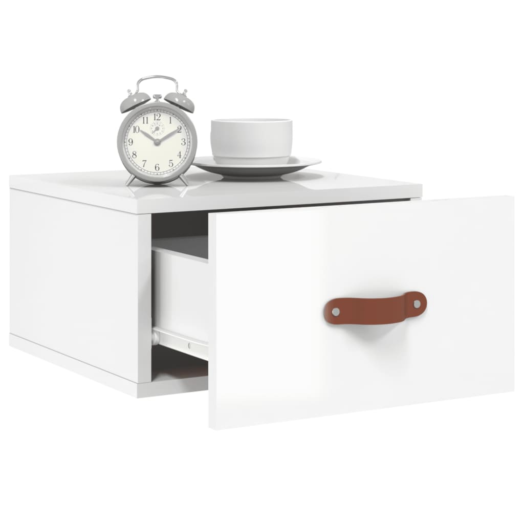 vidaXL Tables de chevet murales 2 pcs Blanc brillant 35x35x20 cm