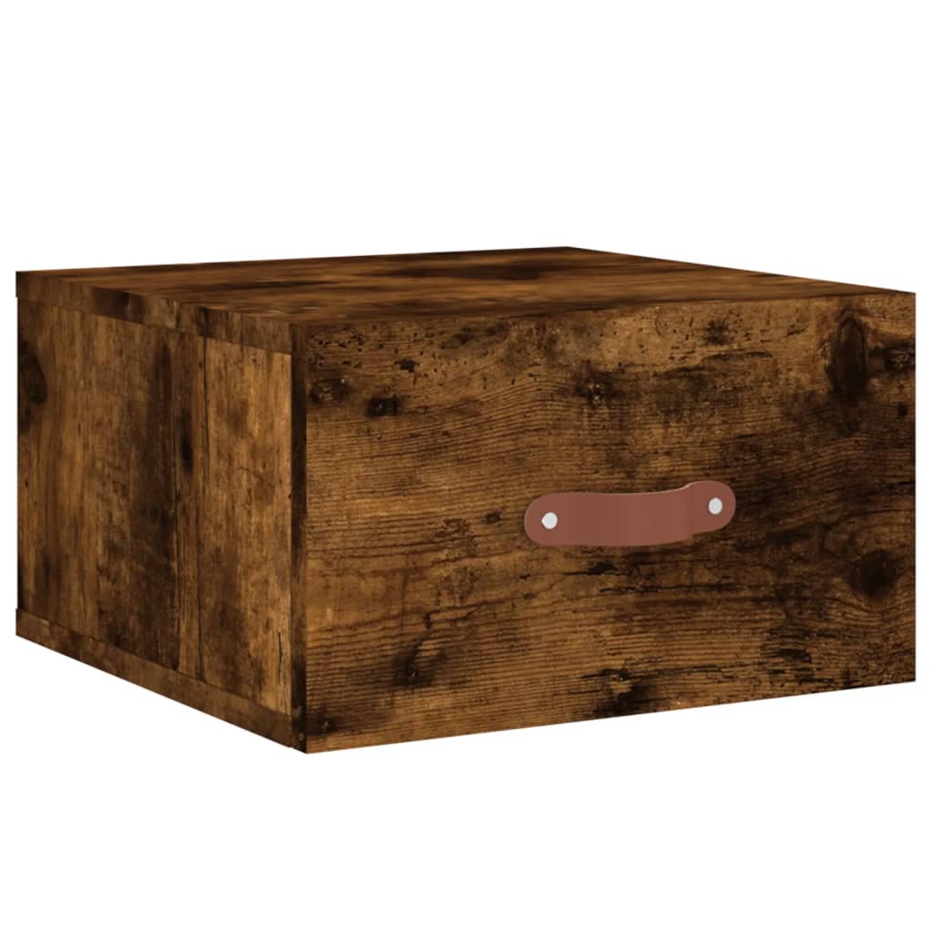vidaXL Table de chevet murale chêne fumé 35x35x20 cm
