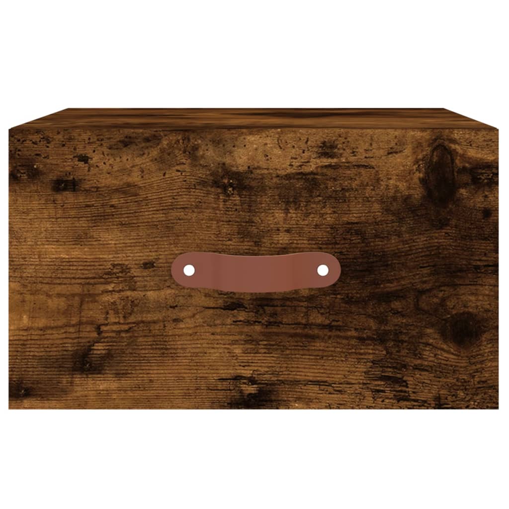 vidaXL Table de chevet murale chêne fumé 35x35x20 cm
