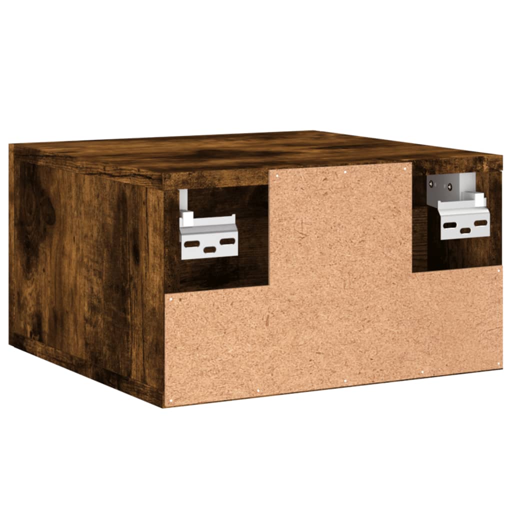 vidaXL Table de chevet murale chêne fumé 35x35x20 cm