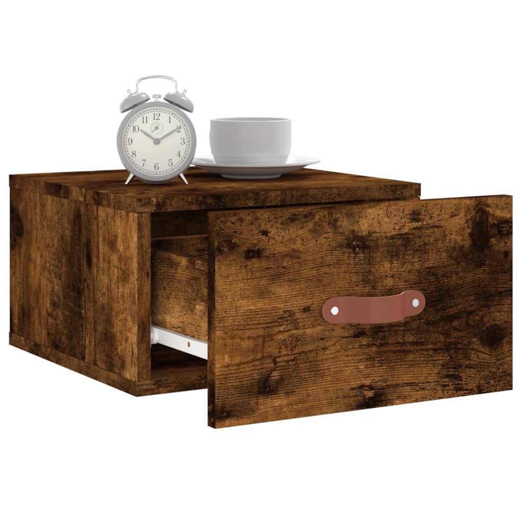 vidaXL Tables de chevet murales 2 pcs Chêne fumé 35x35x20 cm