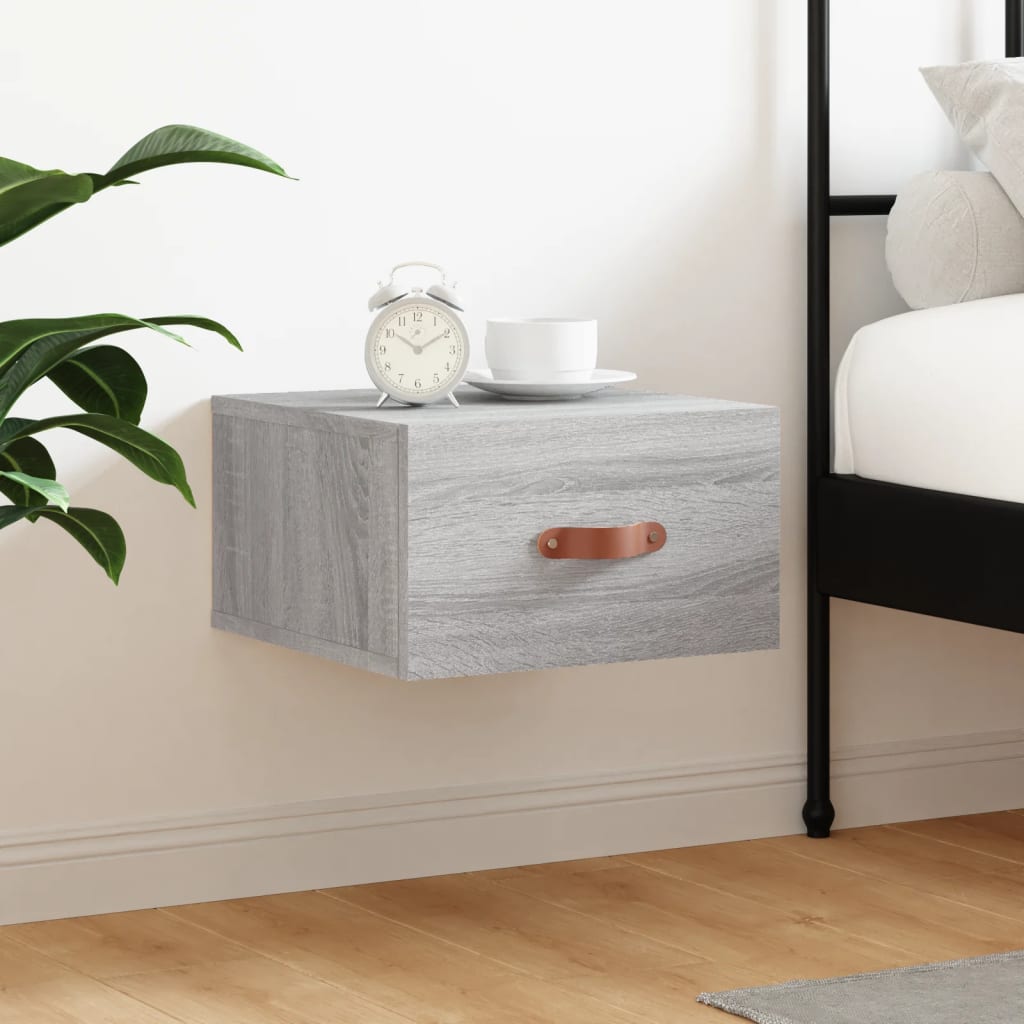 vidaXL Table de chevet murale gris Sonoma 35x35x20 cm
