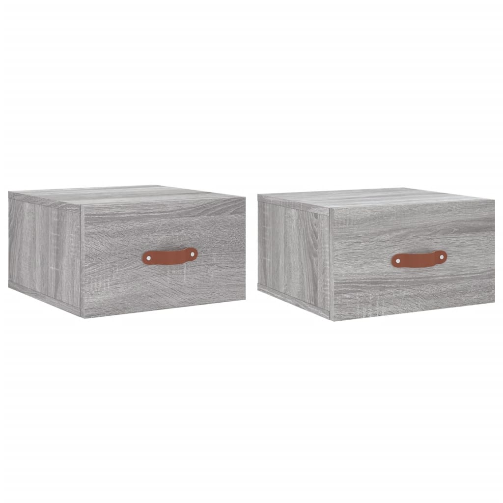 vidaXL Tables de chevet murales 2 pcs Gris Sonoma 35x35x20 cm