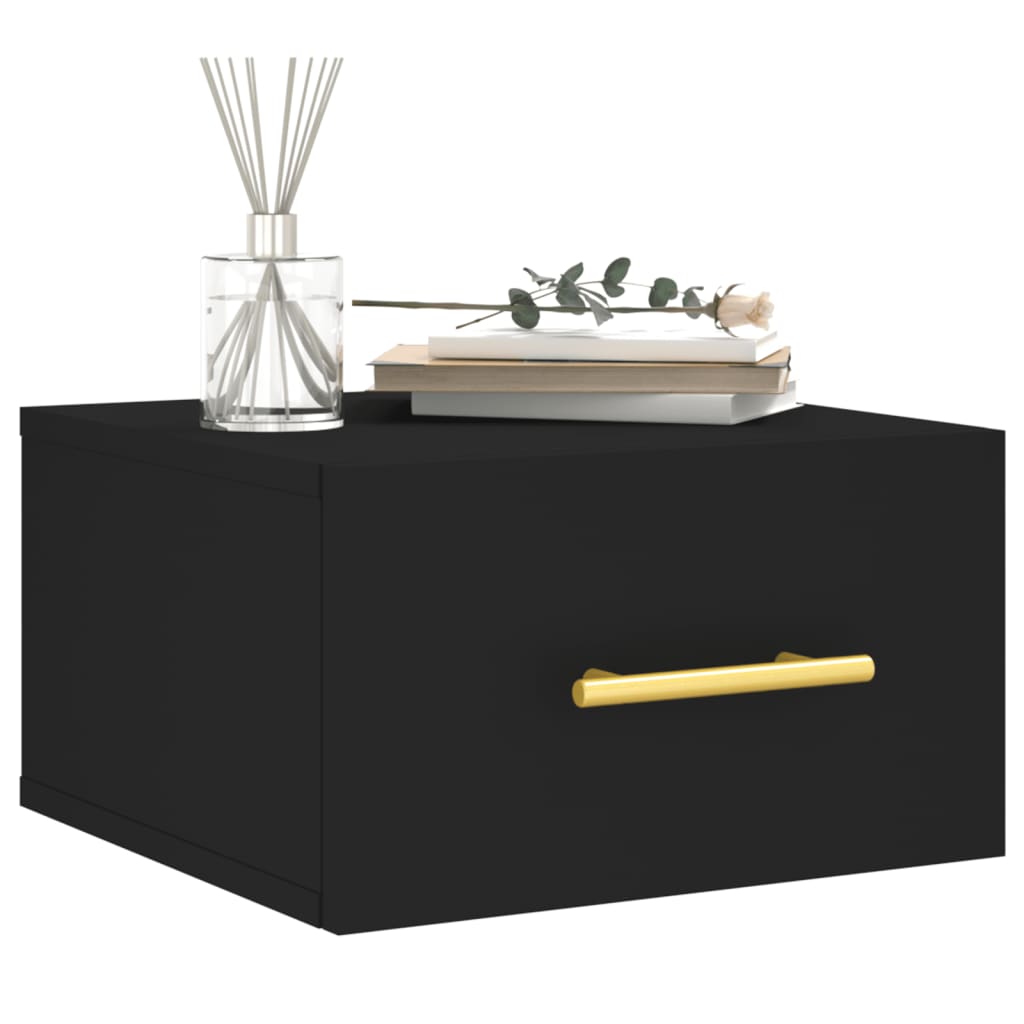 vidaXL Table de chevet murale noir 35x35x20 cm
