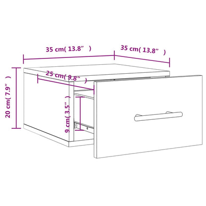 vidaXL Table de chevet murale noir 35x35x20 cm