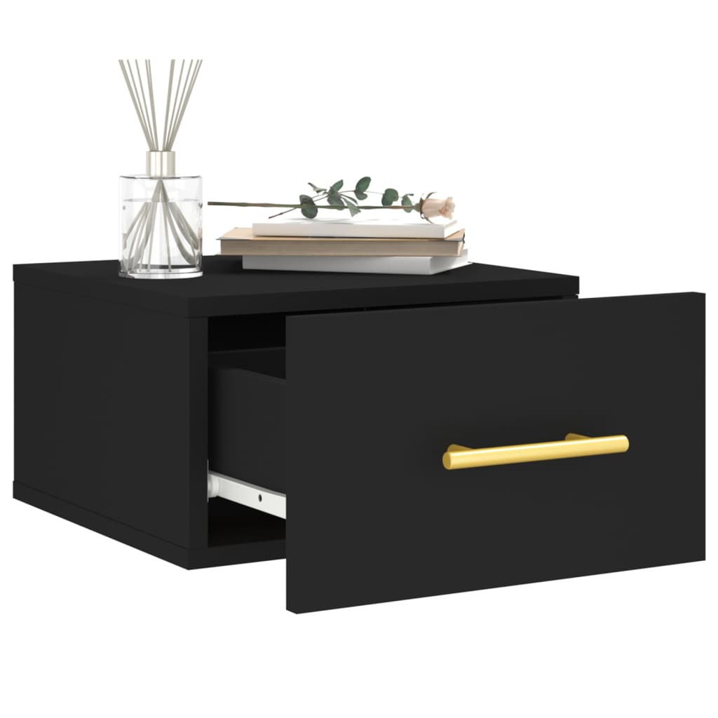 vidaXL Table de chevet murale noir 35x35x20 cm