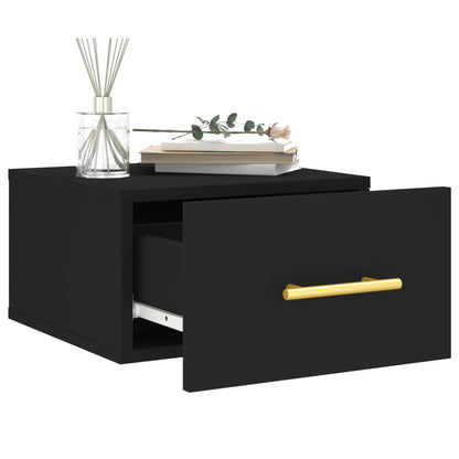 vidaXL Table de chevet murale noir 35x35x20 cm