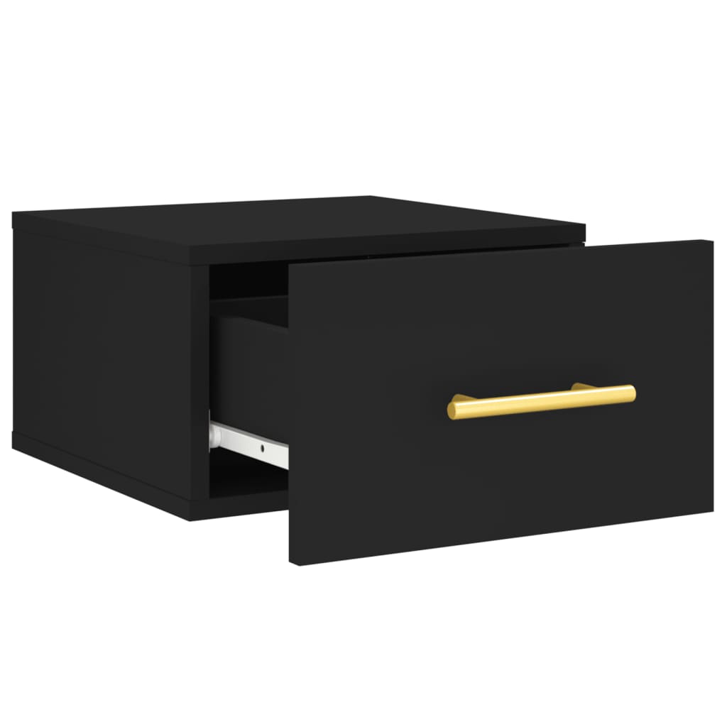 vidaXL Table de chevet murale noir 35x35x20 cm