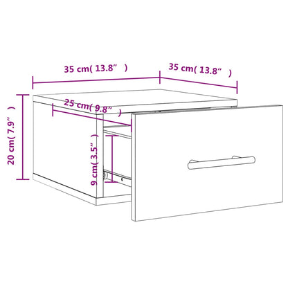 vidaXL Wand-Nachttisch Sonoma-Eiche 35x35x20 cm