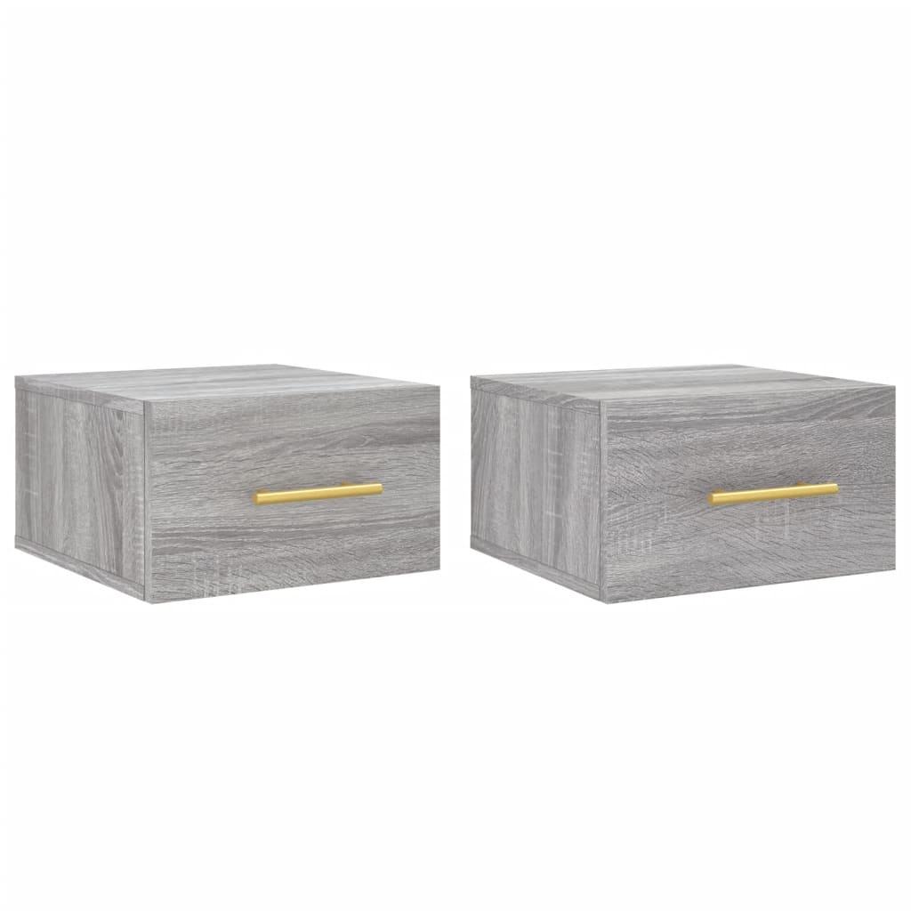 vidaXL Tables de chevet murales 2 pcs Gris Sonoma 35x35x20 cm