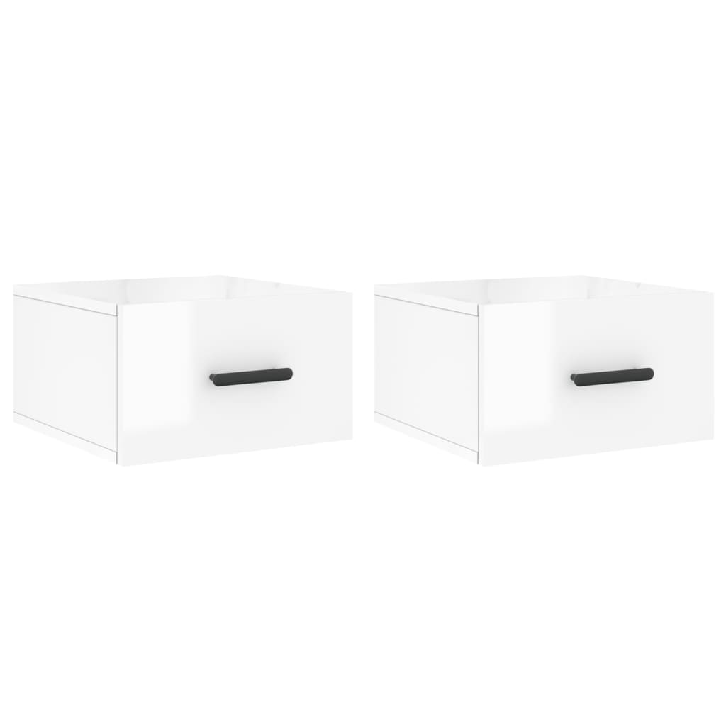 vidaXL Wand-Nachttische 2 Stk. Hochglanz-Weiß 35x35x20 cm