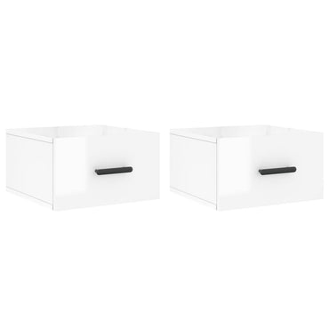 vidaXL Wand-Nachttische 2 Stk. Hochglanz-Weiß 35x35x20 cm