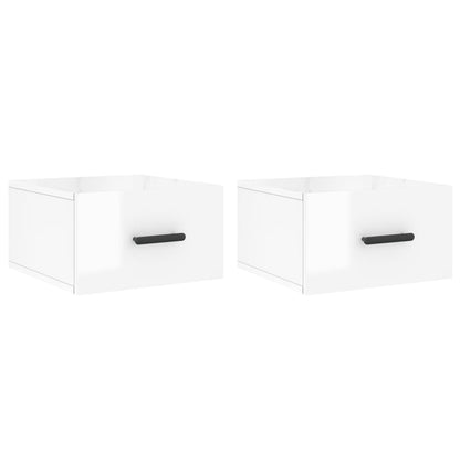 vidaXL Wand-Nachttische 2 Stk. Hochglanz-Weiß 35x35x20 cm