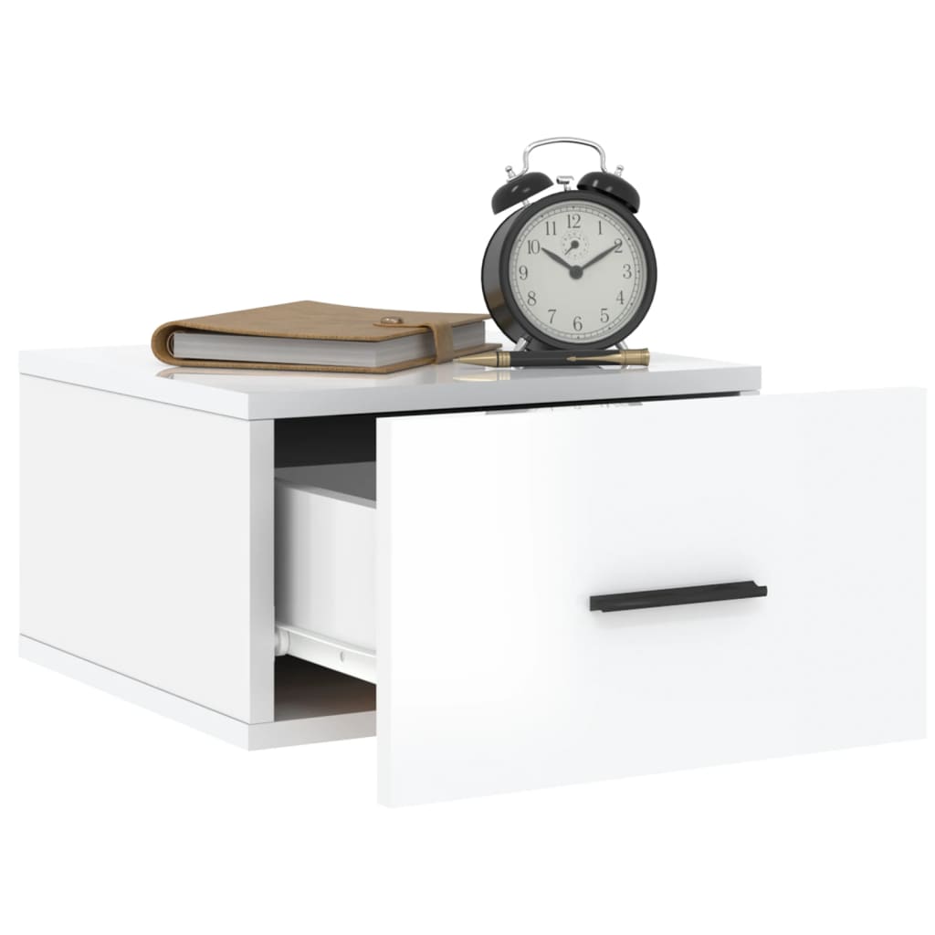 vidaXL Tables de chevet murales 2 pcs Blanc brillant 35x35x20 cm