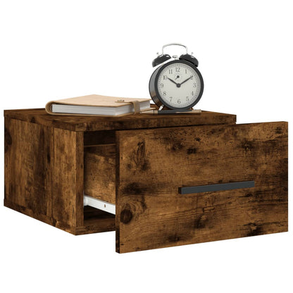 vidaXL Table de chevet murale chêne fumé 35x35x20 cm