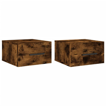 vidaXL Tables de chevet murales 2 pcs Chêne fumé 35x35x20 cm