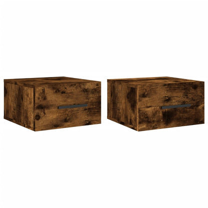 vidaXL Tables de chevet murales 2 pcs Chêne fumé 35x35x20 cm