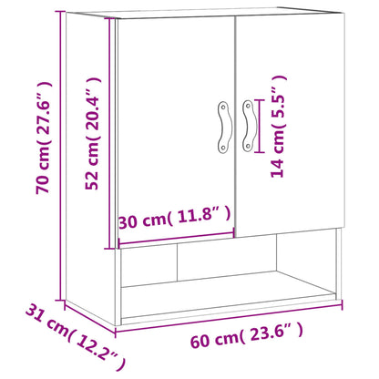 vidaXL Armoire murale chêne fumé 60x31x70 cm bois d'ingénierie