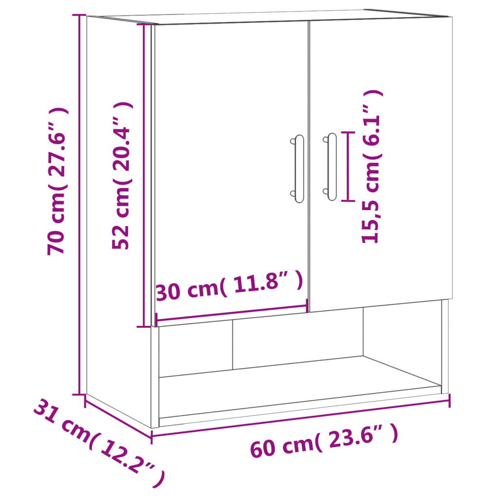 vidaXL Armoire Murale Blanche 60x31x70 cm Aggloméré