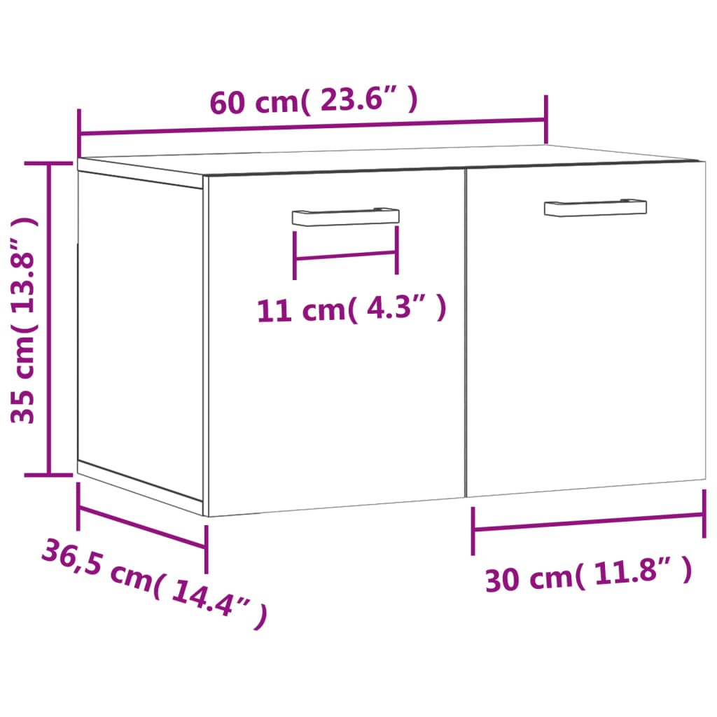 vidaXL Armoire murale aspect chêne marron 60x36,5x35 cm Bois d'ingénierie