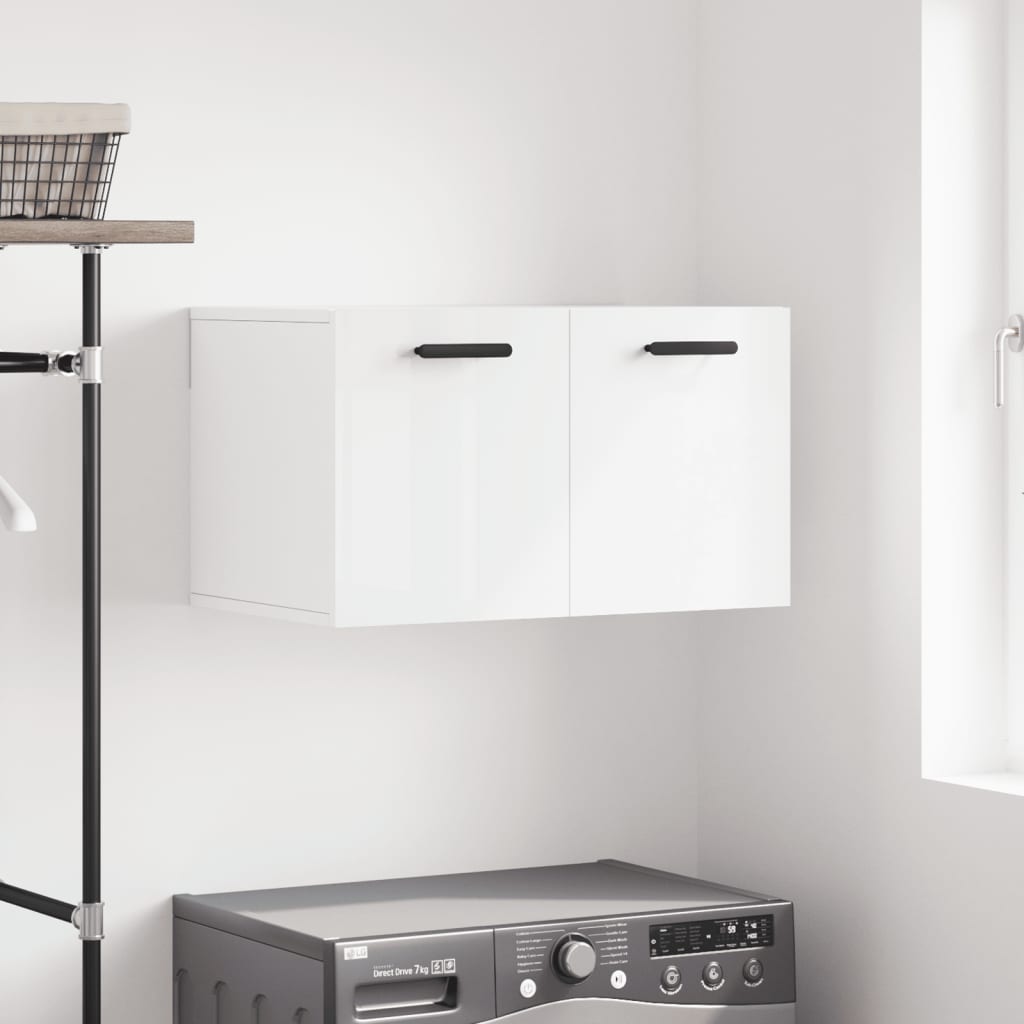 vidaXL Armoire murale blanc brillant 60x36,5x35 cm Aggloméré