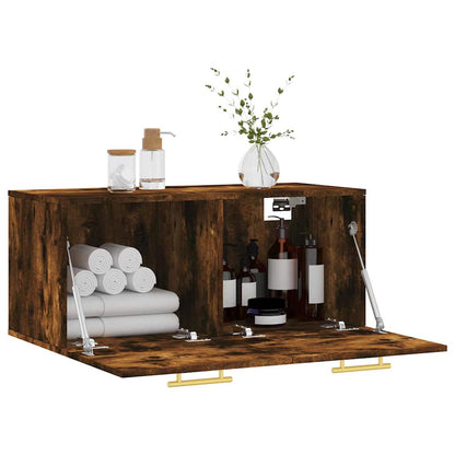 vidaXL Armoire murale chêne fumé 80x36,5x35 cm bois d'ingénierie