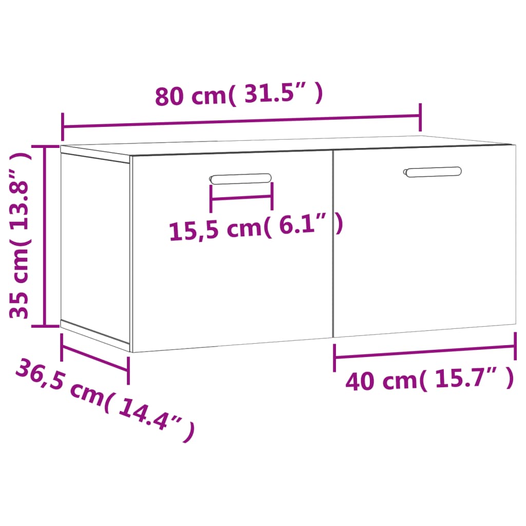 vidaXL Armoire murale aspect chêne marron 80x36,5x35 cm en bois d'ingénierie