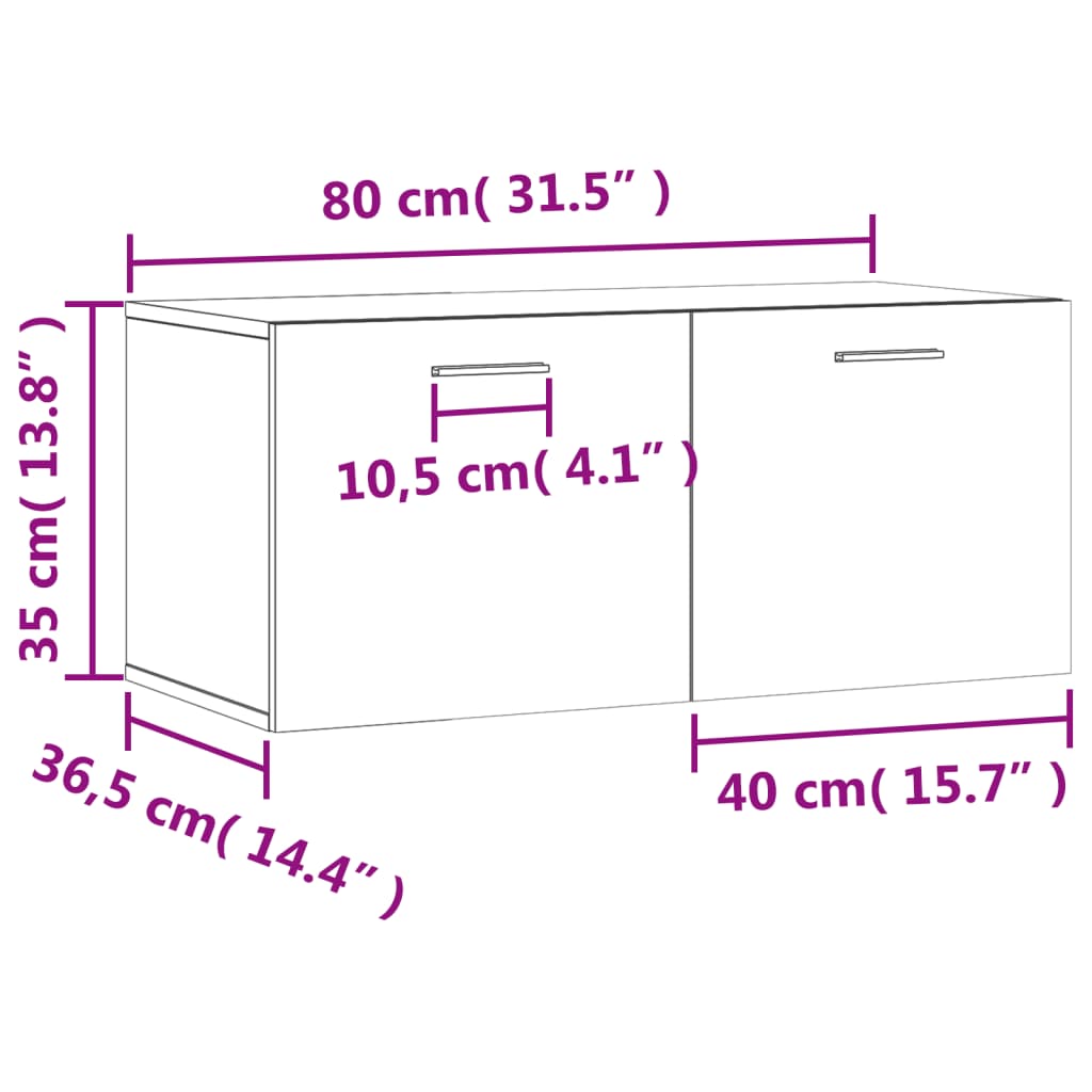 vidaXL Wandschrank Grau Sonoma 80x36,5x35 cm Holzwerkstoff