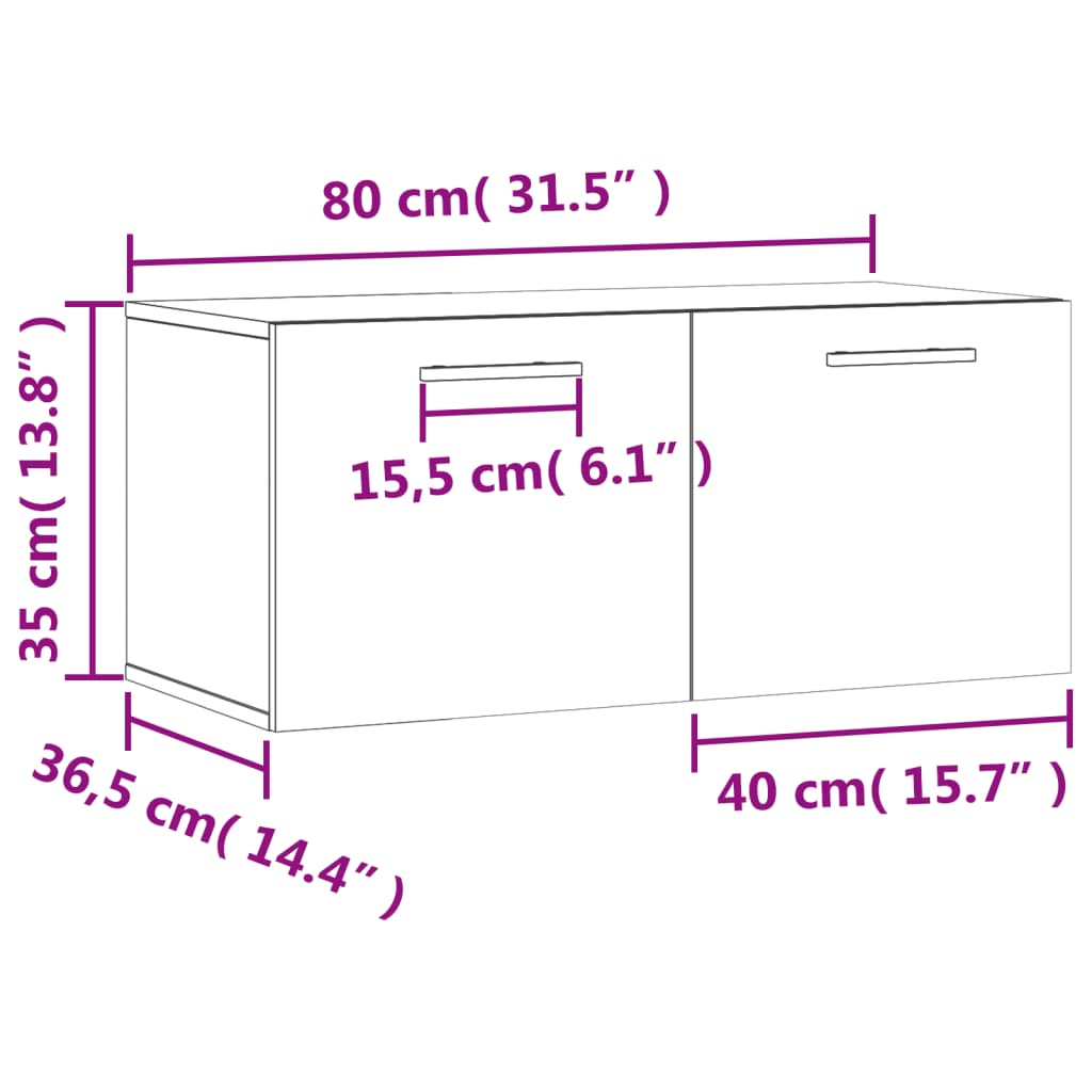 vidaXL Wandschrank Betongrau 80x36,5x35 cm Holzwerkstoff