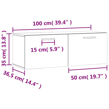 vidaXL Meuble haut mural chêne fumé 100x36,5x35 cm bois d'ingénierie