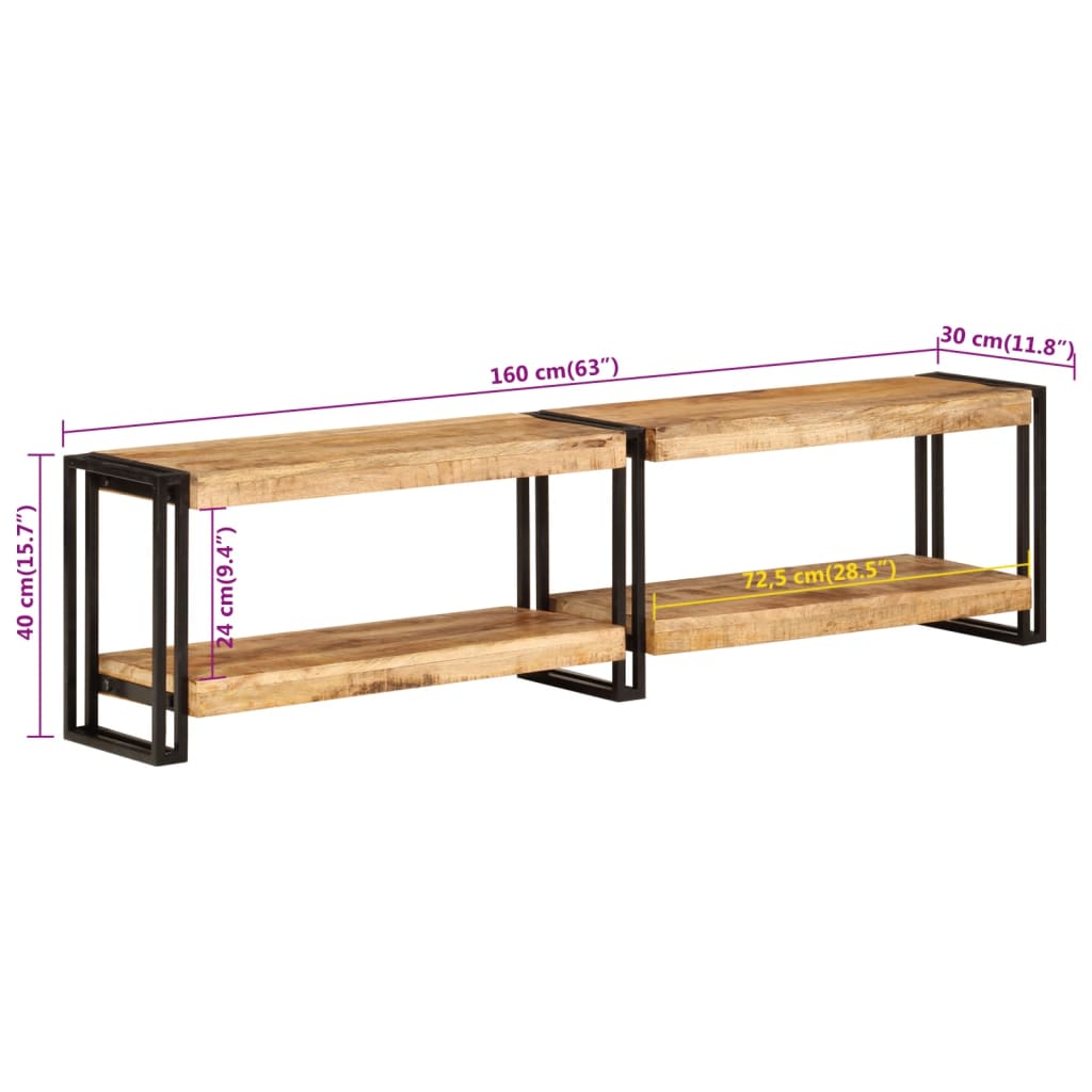 vidaXL Meuble TV 160x30x40 cm Bois de manguier massif