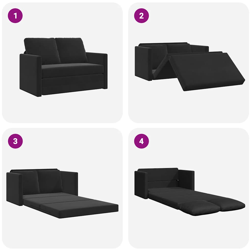 vidaXL Canapé de sol convertible noir 122x204x55 cm velours