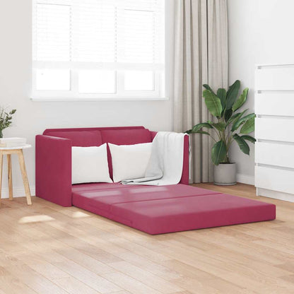 vidaXL Bodensofa mit Schlaffunktion Weinrot 122x204x55 cm Samt