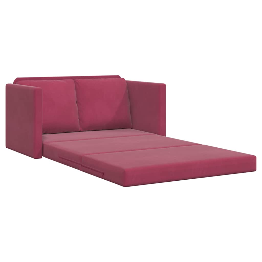 vidaXL Bodensofa mit Schlaffunktion Weinrot 122x204x55 cm Samt