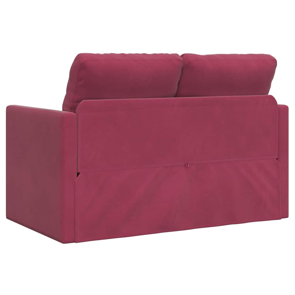 vidaXL Bodensofa mit Schlaffunktion Weinrot 122x204x55 cm Samt